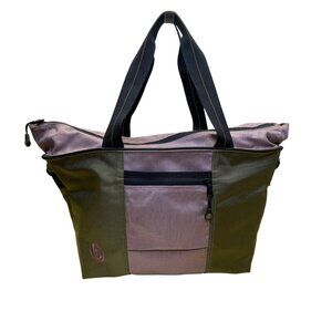 Timbuk2 Women’s Olive Green & Pink Nylon With Zipper Closure Pockets Tote Bag